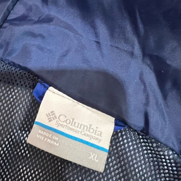 Columbia 100% Nylon Rain Coat Jacket Hooded Cobalt Blue - Picture 8 of 9